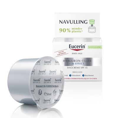 3x Eucerin Hyaluron-Filler + 3x Effect Dagcrème Droge Huid SPF 15 Navulling 50 ml