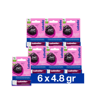 6x Labello Lippenbalsem Blister Blackberry Shine