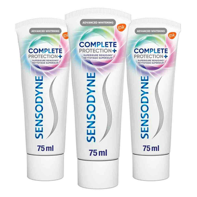 3x Sensodyne Tandpasta Complete Protection+ Advanced Whitening 75 ml