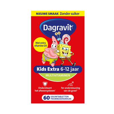 Gratis Verzending: 4x Dagravit Multivitamine Kids Extra 6-12 Jaar Spongebob 60 kauwtabletten