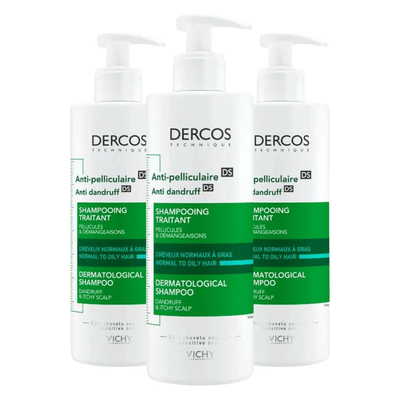 3x Vichy Dercos Anti-Roos Shampoo Normaal Tot Vet Haar 390 ml