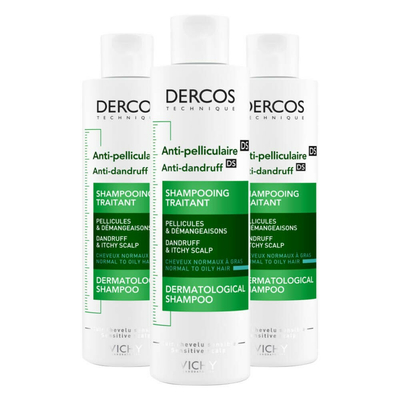 3x Vichy Dercos Anti-roos Shampoo Normaal Tot Vet Haar 200 ml