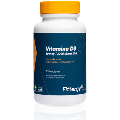 Gratis Verzending: 2x Fittergy Supplements Vitamine D3 50mcg Met Zink 100 tabletten