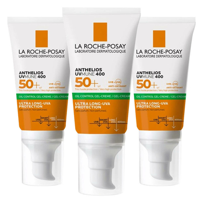 3x La Roche Posay Anthelios Dry Touch Anti-glim Zonnebrand SPF 50+ Gezicht 50 ml