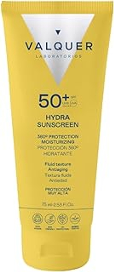 Valquer Laboratorios Hydra Sunscreen Facial Sun Cream SPF 50. Hydraterend en anti-aging. Geavanceerde 360° bescherming. Alle huidtypes - 75 ml