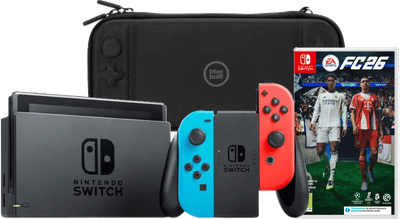 Nintendo Switch Rood/Blauw + EA Sports FC 26 + BlueBuilt Beschermhoes
