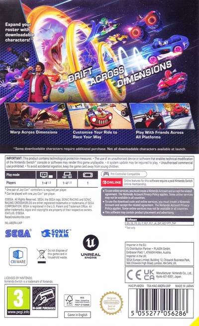 Sonic Racing: CrossWorlds Nintendo Switch