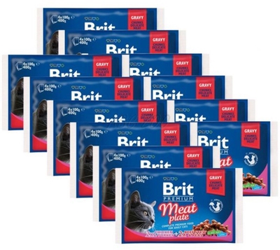Brit Premium Cat Pouch Meat Plate 4x100gr (13 stuks) natvoer katten
