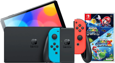Nintendo Switch OLED Blauw/Rood + Super Mario Galaxy 1+2