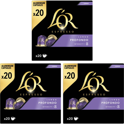L'OR Lungo Profondo koffiecups 3-pack Nespresso compatible koffiecups 3 stuks