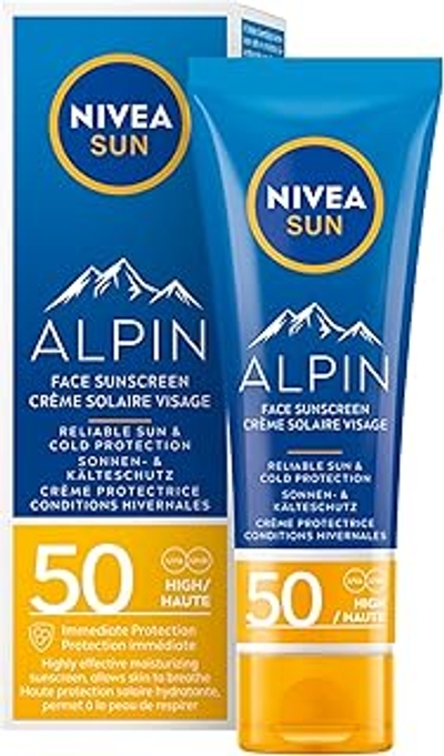 NIVEA SUN Face Alpin Zonnebrand Gezicht - SPF 50+ - Wintersport - Ski Zonnebrandcrème - Beschermt tegen UVA/UVB en de kou - 50 ml