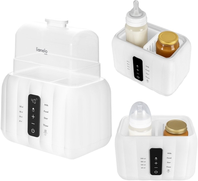 Lionelo Thermup Duo – Dubbele Flessenwarmer & Sterilisator 6-in-1 – Voor Twee Flessen of Potjes – Intelligente Temperatuurregeling – Ontdooien, Verwarmen, Steriliseren – BPA-vrij – Aanraakbediening