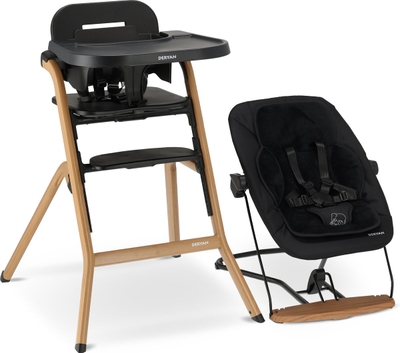 Deryan Curve Luxe Kinderstoel – Inclusief Wipstoel & Inlegkussen- Newborn Set - Meegroei Kinderstoel – Houtlook