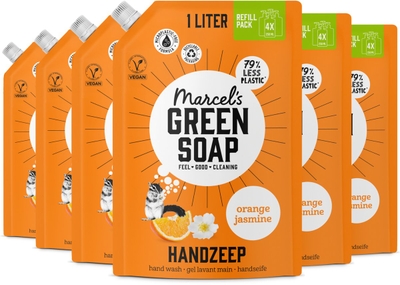 Marcel's Green Soap Handzeep Sinaasappel & Jasmijn Navulling - 6x 1L