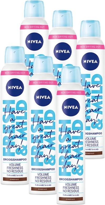 NIVEA Fresh Revive 3-in-1 Droogshampoo Voor Donker Haar - 6x 200 ml 