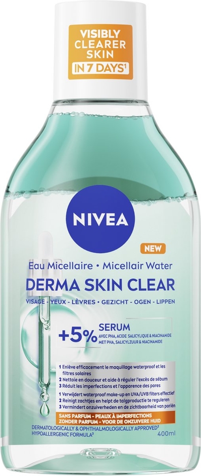 NIVEA Derma Skin Clear Micellair Water - Cleanser - Vermindert Onzuiverheden - Make-up Remover - 400 ml
