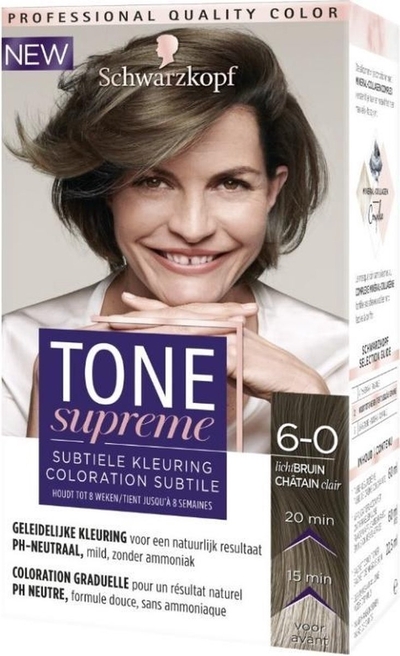 Schwarzkopf Tone Supreme 6-0 Lichtbruin 60 ml Haarverf - 1 stuk