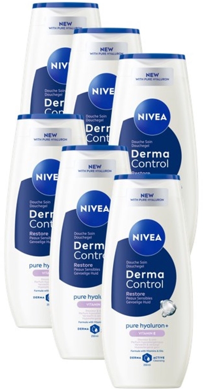 NIVEA Derma Control Restore Douchegel  - 6x 250ml
