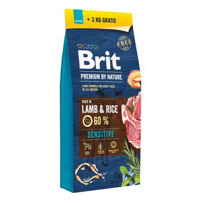Brit Premium by Nature Sensitive Lam - 15 + 3 kg gratis! - hondenbrokken