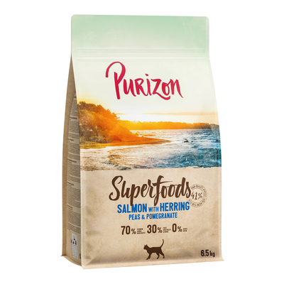 Dubbelpakket: 2x6.5kg Purizon Superfoods zalm droogvoer voor katten - kattenbrokken