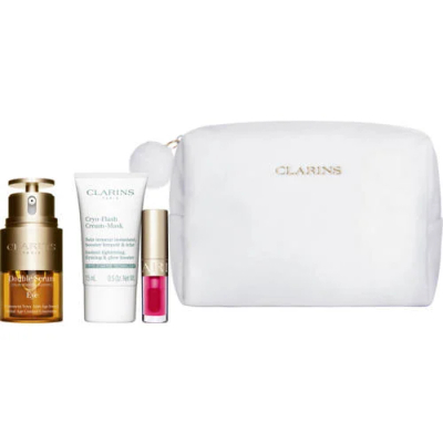 Clarins Set - Double Serum Eye 20 ml + Cryo-Flash Cream-Mask 15 ml + Lip Comfort Oil 1,4 ml