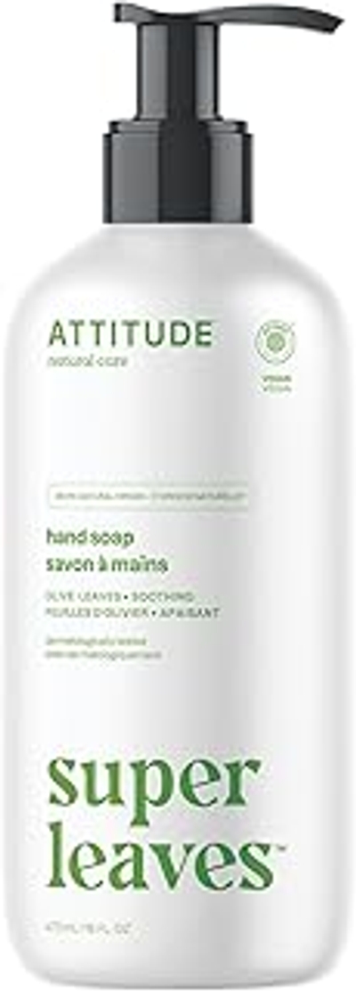ATTITUDE Vloeibare handzeep, EEG-gecertificeerd, op plantaardige en minerale basis, veganistische verzorgingsproducten, olijfbladeren, 473 ml