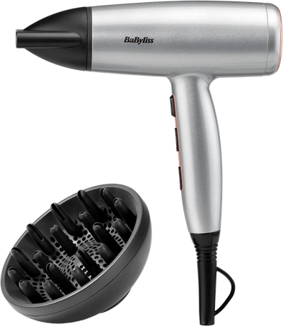 BaByliss Cosmos Föhn D580DE - Krachtige Haardroger met Diffuser - Lichtgewicht - Ionisch functie voor minder pluizig haar - 3 temps plus Cool Shot - Compleet met Blaasmond