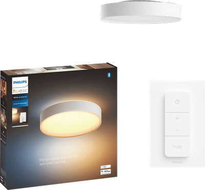 Philips Hue Enrave plafondlamp - warm tot koelwit licht - wit - 38cm - 1 dimmer switch