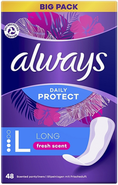 Always Always Daily Protect Inlegkruisjes Long, Frisse Geur, 48 Stuks