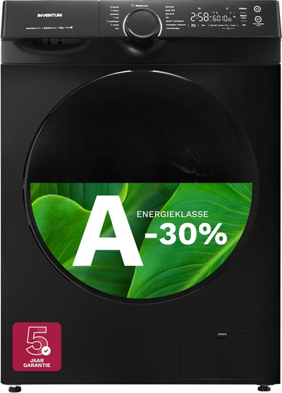 Inventum VWM8030B - Wasmachine - 8kg - 14 programma's - 1400 toeren - Energieklasse A-30% - Steam Clean - Stil: 72 dB - Zwart