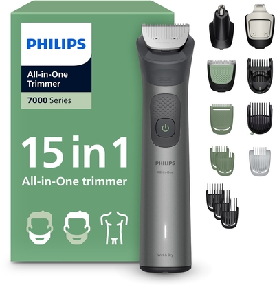 Philips Series 7000 Multigroom - Baardtrimmer - 15 in 1 - Neushaartrimmer - Precisietrimmer - Lichaamstrimmer - Wenkbrauwtrimmer - Face&Hair&Body - Scheersensor - Opbergzakje - Staal - MG7921/15