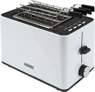 Bourgini Tosti Toaster - Broodrooster met Tostiklemmen - Wit - Extra brede sleuf geschikt voor 2 tosti's - Instelbare bruiningsstand en ontdooifunctie