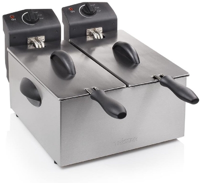 Tristar Frituurpan 6 liter - FR-6937 - Dubbele Frituese 2x 1800W - Pannen apart te bedienen, koud zone - RVS