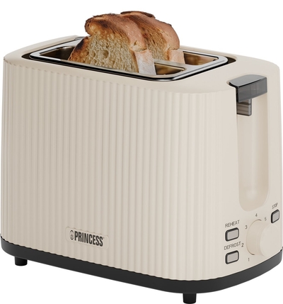 Princess Broodrooster Wave 142337 - Beige - Retro - Compact - 7 Instelbare standen - 930 Watt