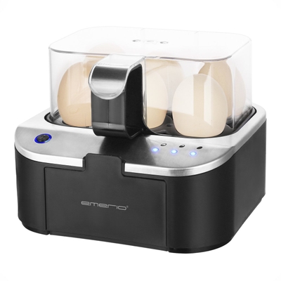 Emerio Smart Eierkoker Elektrisch - Voor 6 Eieren - 400W - Hard, zacht en medium gekookt tegelijk - Inclusief Maatbeker - EB-123177.12 - Eierkoker Zwart