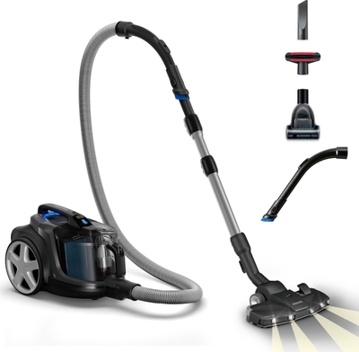 Philips Stofzuiger zonder Zak FC9747/09 - Zuigmond met LED Verlichting - Lang Snoer - Alle Vloertypen - Met HEPA 13 Allergiefilter - Incl 3 Extra Mondstukken - Zwart