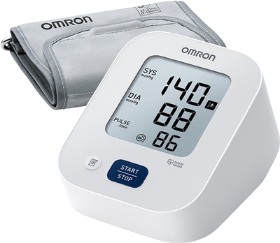 OMRON X2 Essential, klinisch gevalideerde bloeddrukmeter voor de bovenarm, met indicator voor hoge bloeddruk en onregelmatige hartslag, met medium manchet (22-32cm)