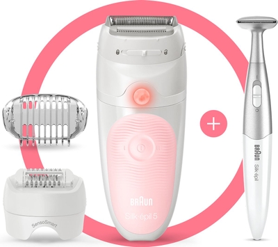 Braun Silk-épil 5 5-820 Wit/Roze - Epilator + bikinistyler
