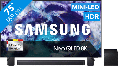 Samsung 75" Neo QLED QN900F 8K (2025) + Samsung HW-Q930F Zwart