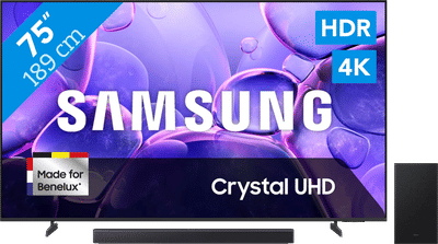 Samsung 75" Crystal UHD U8070F (2025) + Samsung HW-B450F Zwart