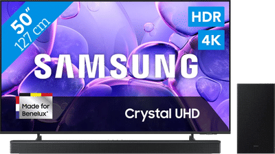 Samsung 50" Crystal UHD U8070F (2025) + Samsung HW-B750F Zwart