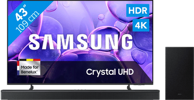 Samsung 43" Crystal UHD U8070F (2025) + Samsung HW-B750F Zwart