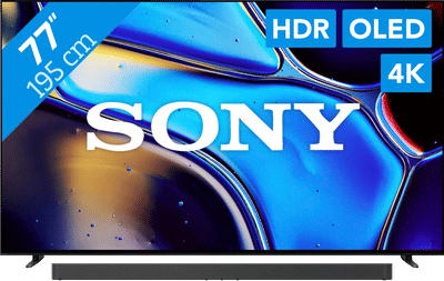 Sony 77'' Bravia 8 OLED 4K (2024) + Sony Bravia Theatre Bar 9 Zwart