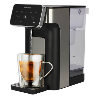 Inventum Waterkoker HWD725B 2 liter inhoud - Heetwaterdispenser - 45 tot 100 graden - Touch Display - Antikalkfilter - 2600 watt - Afmeting 30,8x17x29 cm - Zwart/RVS