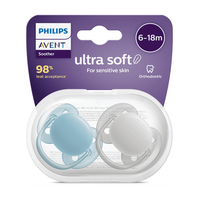 Philips Avent Ultra Soft – Superzachte siliconen fopspeen (6-18 mnd) – 2 stuks - SCF091/44
