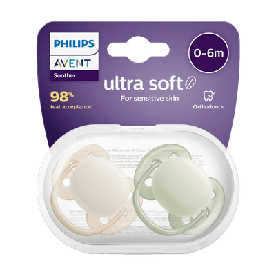 Philips Avent Ultra Soft – Superzachte siliconen fopspeen (0-6 mnd) – 2 stuks - SCF091/39