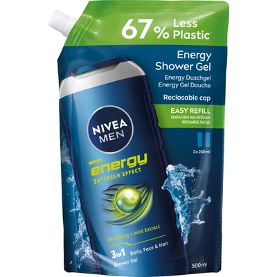 NIVEA Men energy shower gel refill Bad en douche - 500 ml