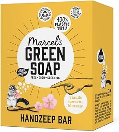 Marcel's Green Soap - Handzeepstukje vanille & kersenbloesem - handzeep bar - milieuvriendelijk - veganistisch - 97% biologisch afbreekbaar - 90 g