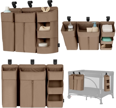 Lionelo Sidepocket Large – Bedside Pocket Wiegorganizer 58×11×58 cm – 3-delig modulair ontwerp met ritsvak – Voor reisbed, co-sleeper & box – Verstevigd, multifunctioneel & afneembaar – Luiers, doekjes & accessoires