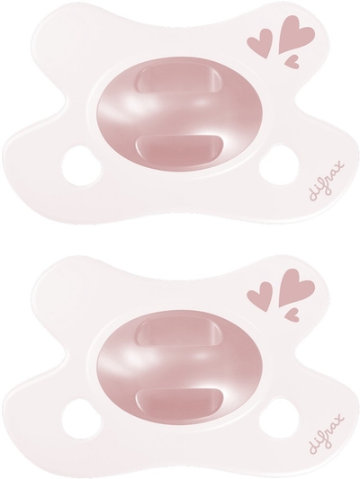 Difrax Natural Fopspeen - Newborn - Hartje - Lichtroze - 2 Stuks